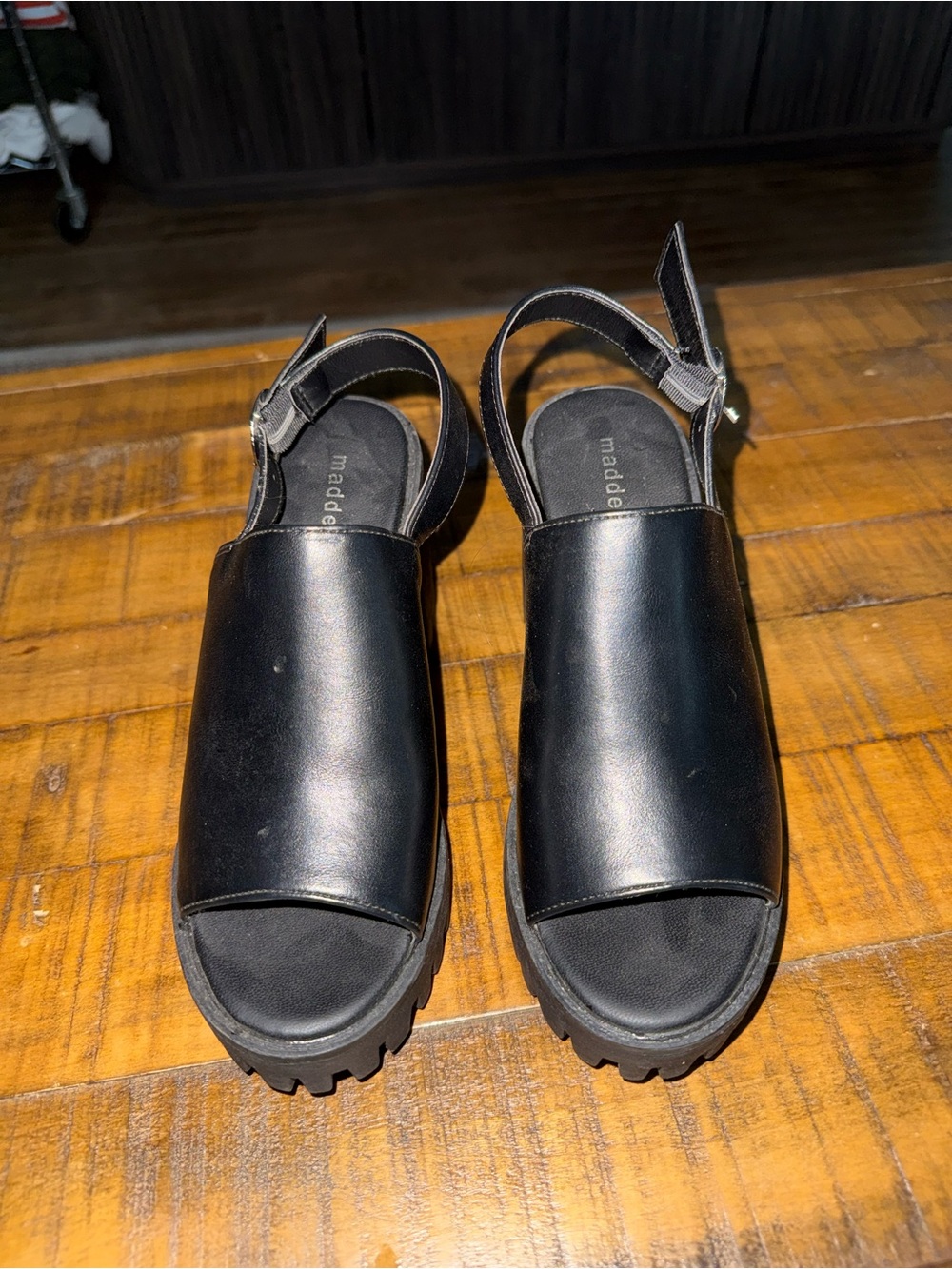 Madden Girl Black Platform Slingback Sandals